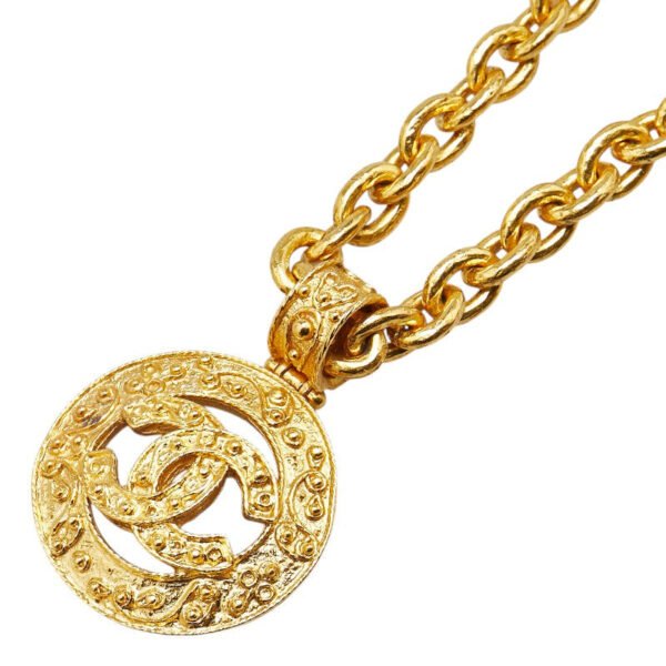 Chanel Vintage Coco Mark Necklace Gold Plated