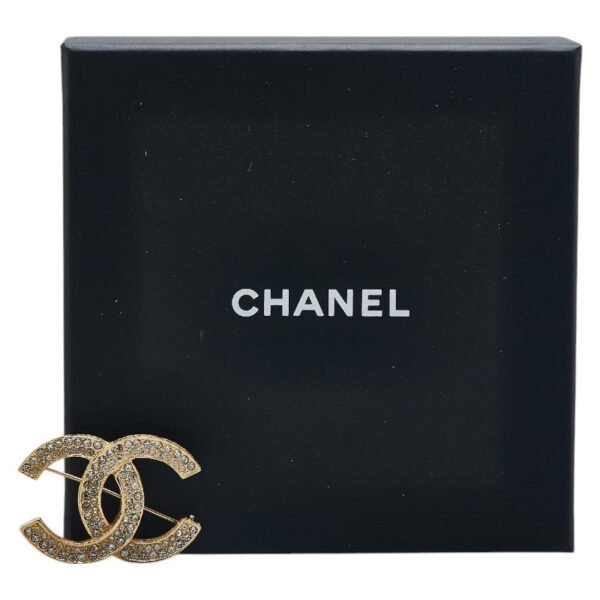 Chanel Vintage Coco Mark Rhinestone Brooch - Image 4