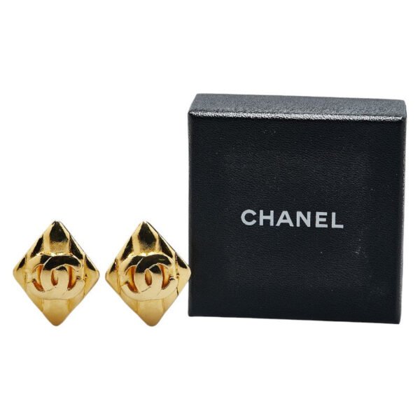Chanel Vintage Coco Mark Earrings Gold - Image 4