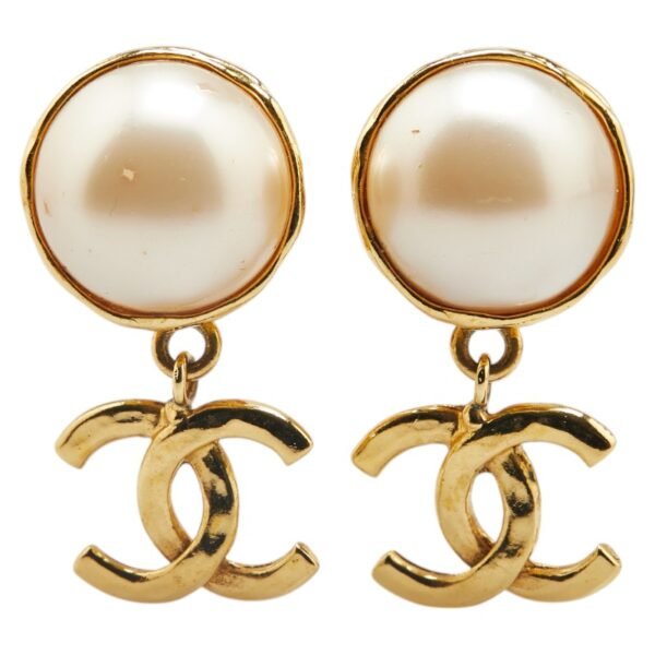 Chanel Vintage Coco Mark Pearl Earrings - Image 2