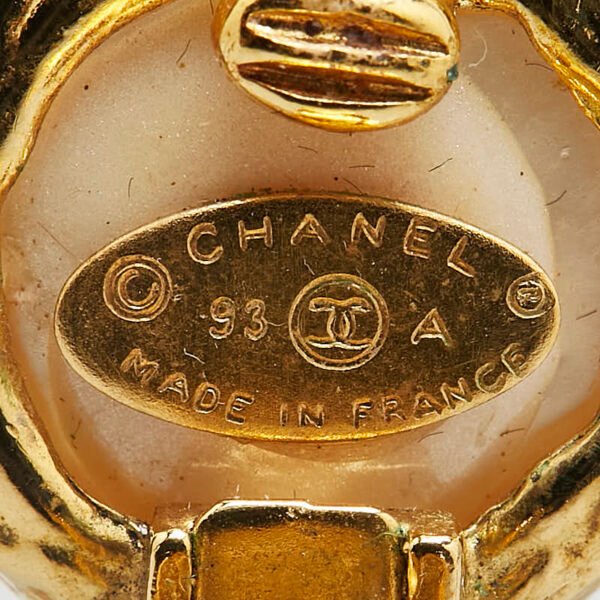 Chanel Vintage Coco Mark Pearl Earrings - Image 4