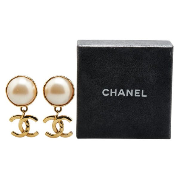 Chanel Vintage Coco Mark Pearl Earrings - Image 5