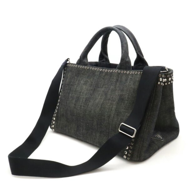 Prada Denim Studded Canapa Tote Bag BN2642 - Image 2