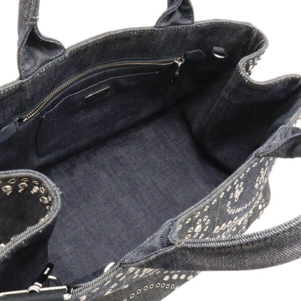Prada Denim Studded Canapa Tote Bag BN2642 - Image 5