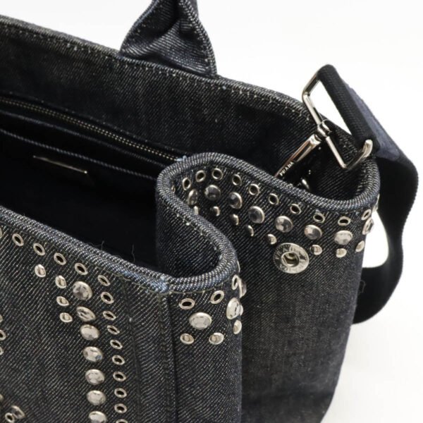 Prada Denim Studded Canapa Tote Bag BN2642 - Image 6