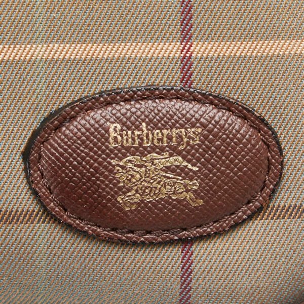 Burberry Check Logo Canvas Leather Shoulder Bag - Image 5