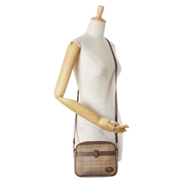 Burberry Check Logo Canvas Leather Shoulder Bag - Image 6