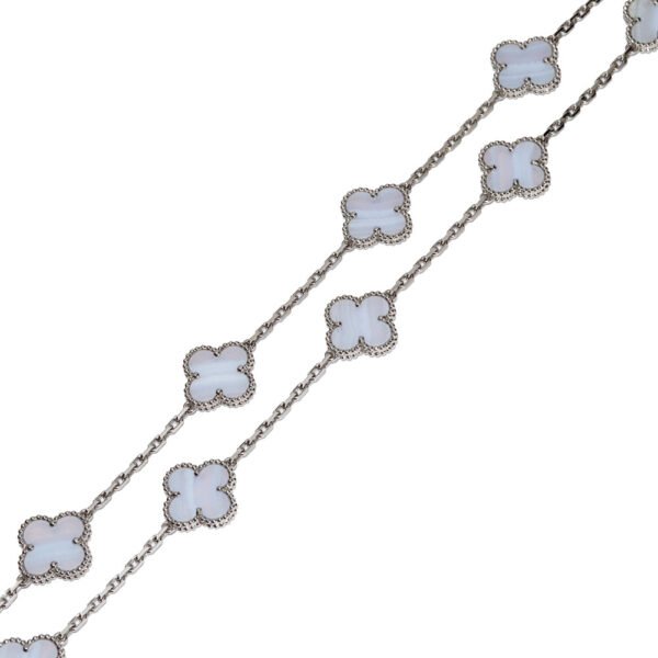 Van Cleef & Arpels K18WG White Chalcedony Pendant Necklace VCARD80900