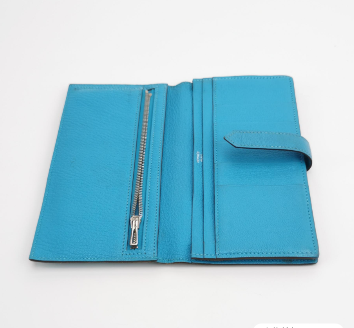 preloved Hermes Bearn wallet blue 2014year 24041778681404 - Image 9