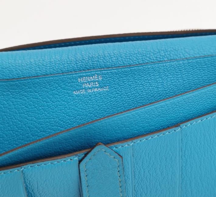 preloved Hermes Bearn wallet blue 2014year 24041778681404 - Image 10