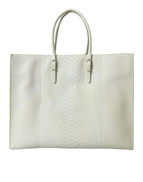 Balenciaga Chic Python Leather Tote in White & Women's Yellow - Image 4