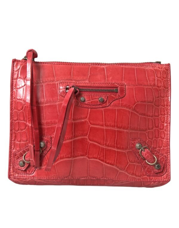 Balenciaga Exotic Red Alligator Leather Women's Clutch - Image 2