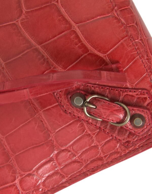 Balenciaga Exotic Red Alligator Leather Women's Clutch - Image 13