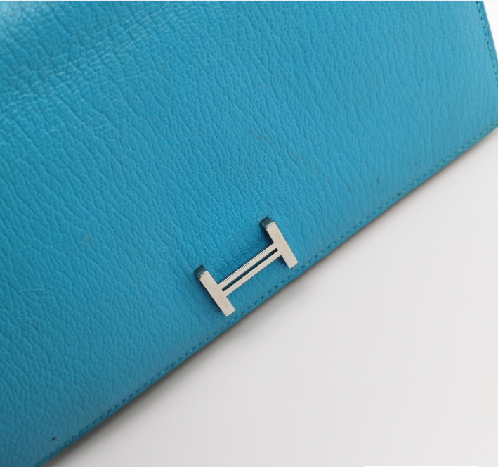 preloved Hermes Bearn wallet blue 2014year 24041778681404 - Image 7