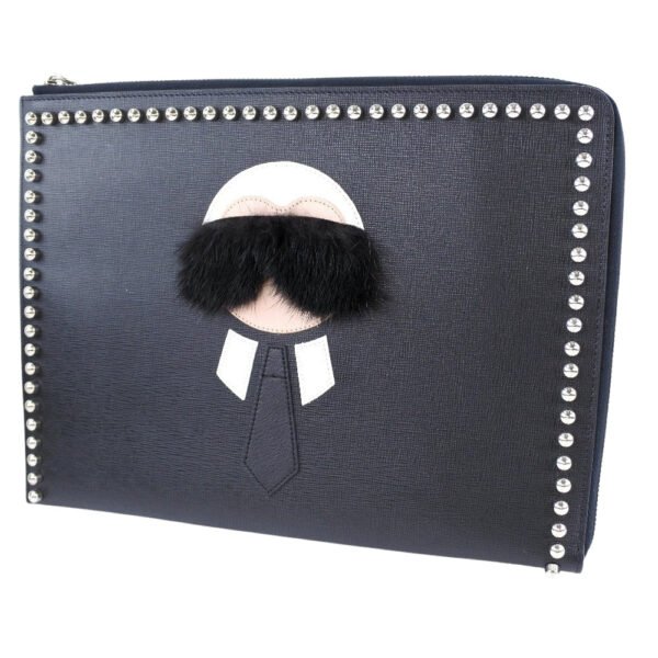 Fendi Leather Karlito Flat Clutch Bag - Image 2