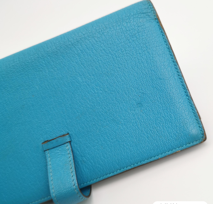 preloved Hermes Bearn wallet blue 2014year 24041778681404 - Image 5