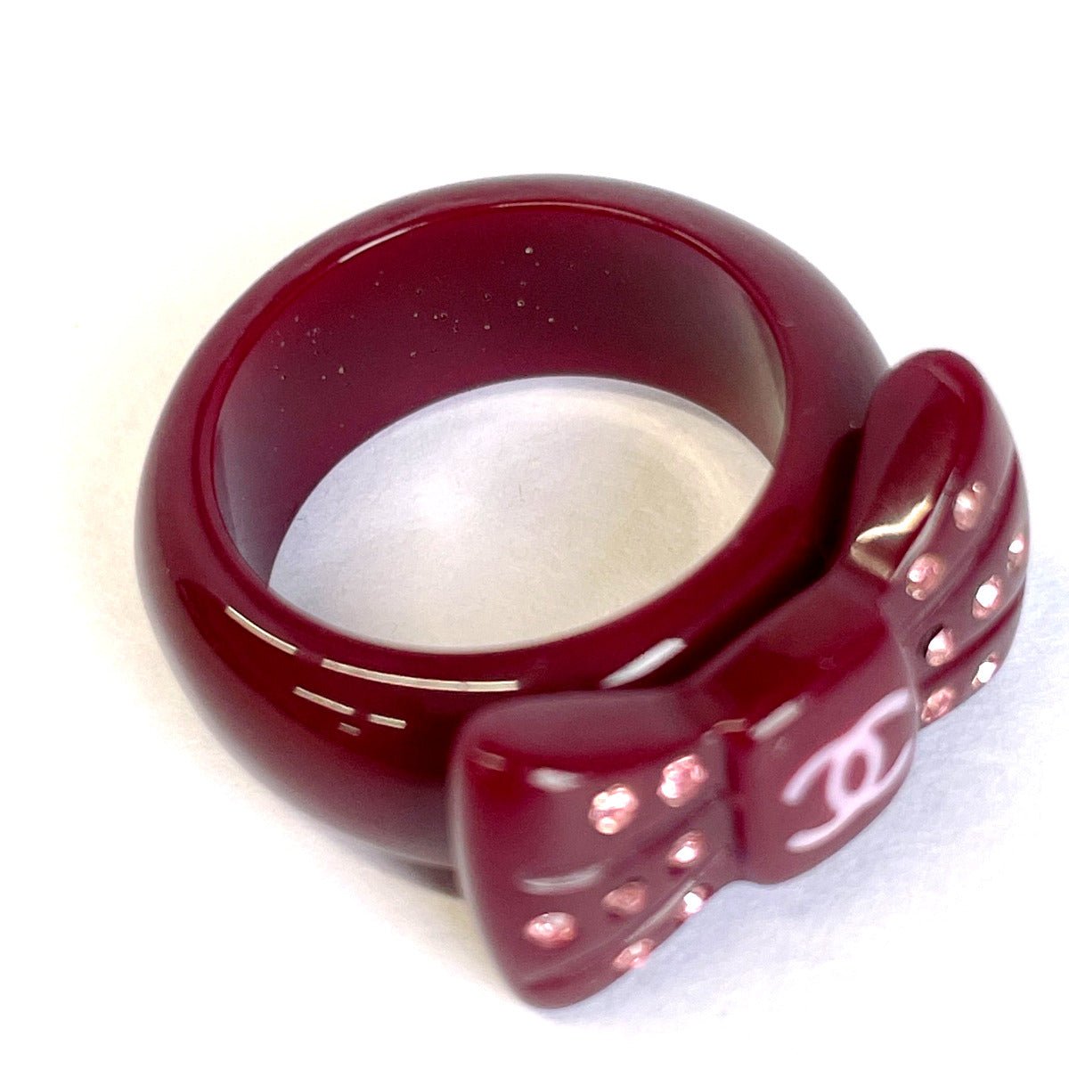 Chanel Coco Mark Ribbon Ring Plastic Rhinestone - Image 9