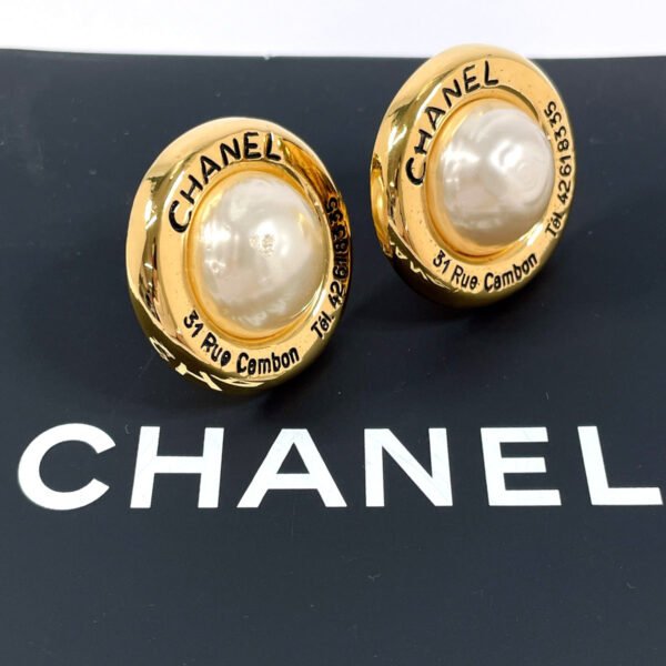 Chanel Vintage Earrings GP/Faux Pearl Gold - Image 2