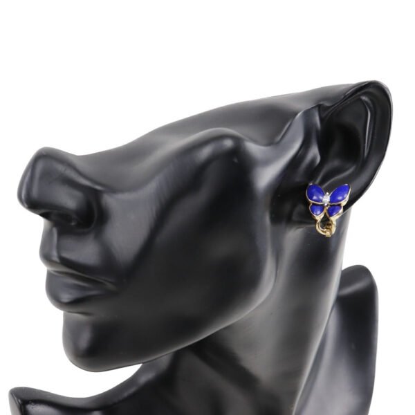 Van Cleef & Arpels K18 Gold Diamond Lapis Earrings - Image 2