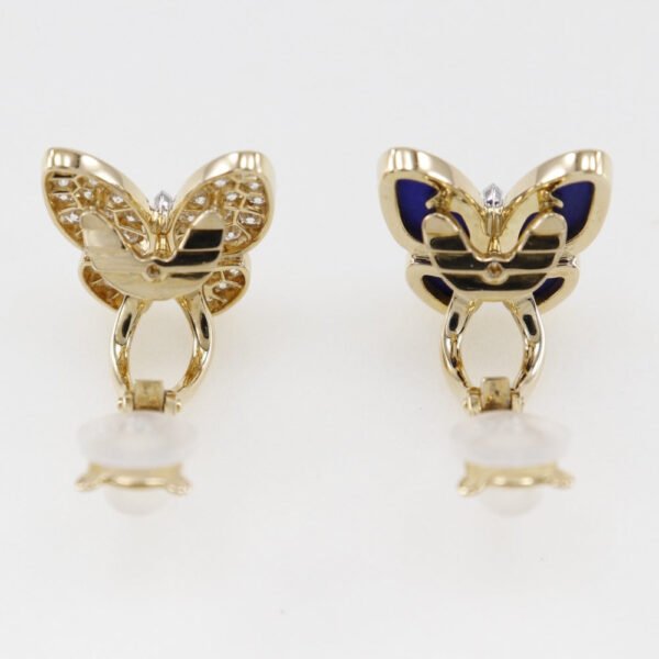 Van Cleef & Arpels K18 Gold Diamond Lapis Earrings - Image 4