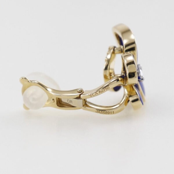 Van Cleef & Arpels K18 Gold Diamond Lapis Earrings - Image 5