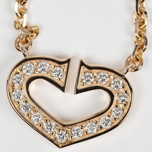 Cartier C Heart Necklace K18 Pink Gold Diamond - Image 4