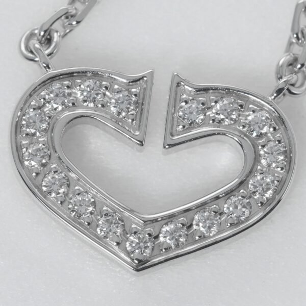 Cartier C Heart Necklace K18 White Gold Diamond - Image 9