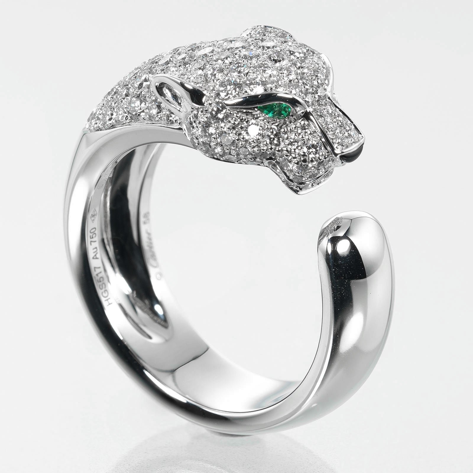 Cartier Panthere Ring K18 White Gold Diamond Emerald - Image 3