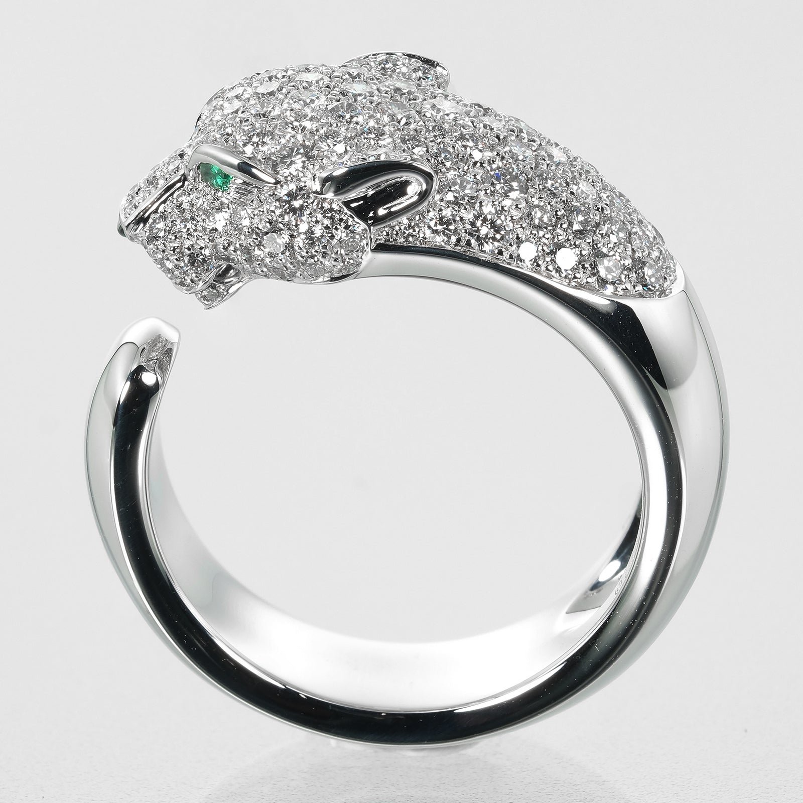 Cartier Panthere Ring K18 White Gold Diamond Emerald - Image 8