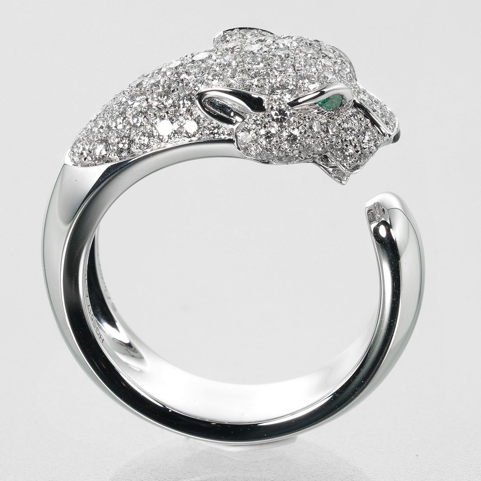 Cartier Panthere Ring K18 White Gold Diamond Emerald - Image 9