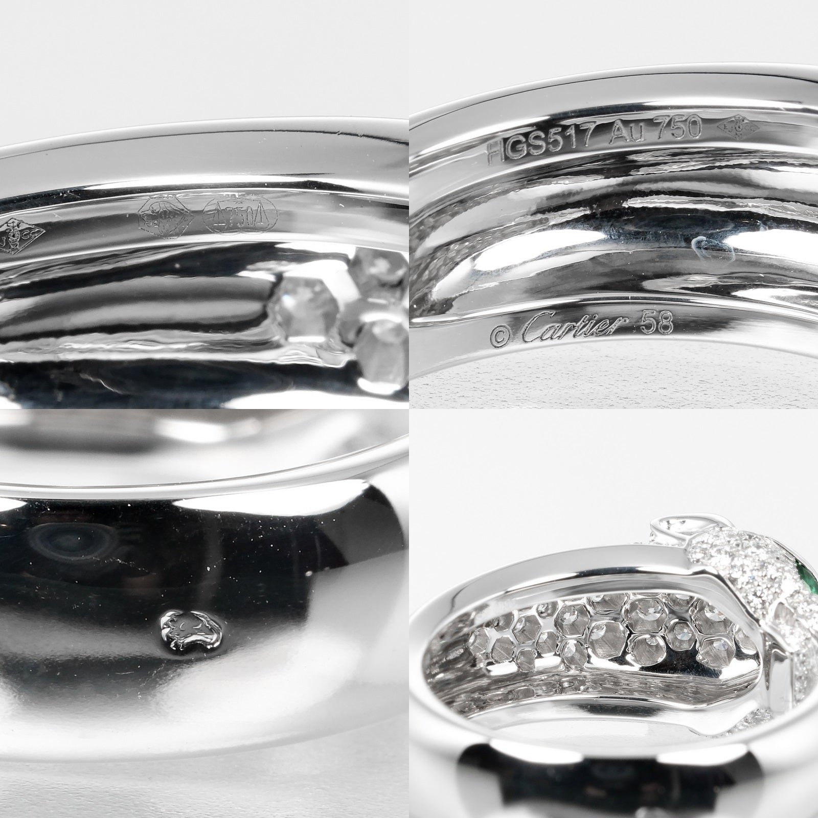 Cartier Panthere Ring K18 White Gold Diamond Emerald - Image 4