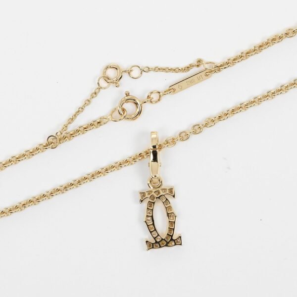 Cartier 2C Charm Necklace K18YG Diamond - Image 9