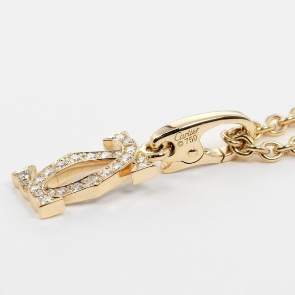 Cartier 2C Charm Necklace K18YG Diamond - Image 5