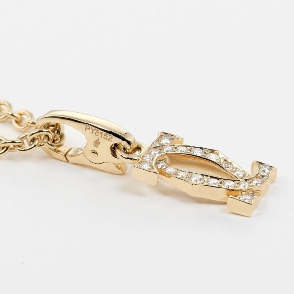 Cartier 2C Charm Necklace K18YG Diamond - Image 6