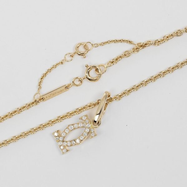Cartier 2C Charm Necklace K18YG Diamond - Image 8