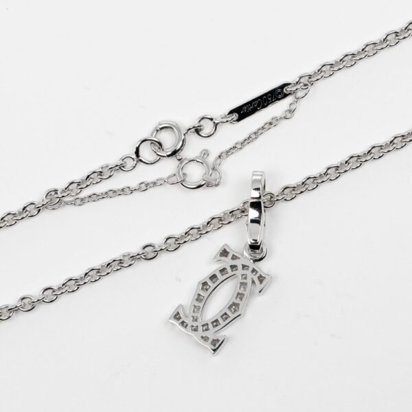 Cartier 2C Charm Necklace K18 White Gold Diamond - Image 9