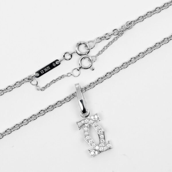 Cartier 2C Charm Necklace K18 White Gold Diamond - Image 8