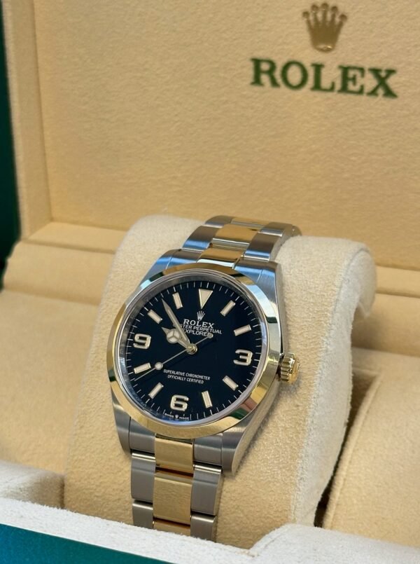 Rolex - Pre-owned Two Tone Yellow Gold Explorer 36mm Black Dial 124273 - Image 4