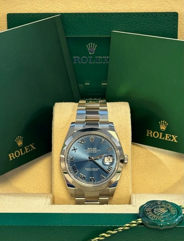 Rolex - Pre-owned Datejust 41mm Blue Roman Dial Oyster Bracelet 126300 - Image 2