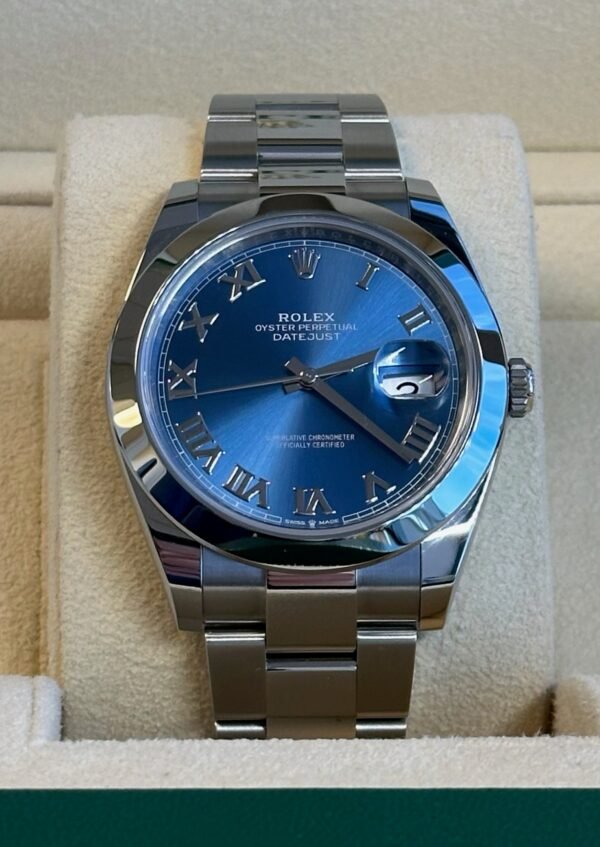 Rolex - Pre-owned Datejust 41mm Blue Roman Dial Oyster Bracelet 126300 - Image 3