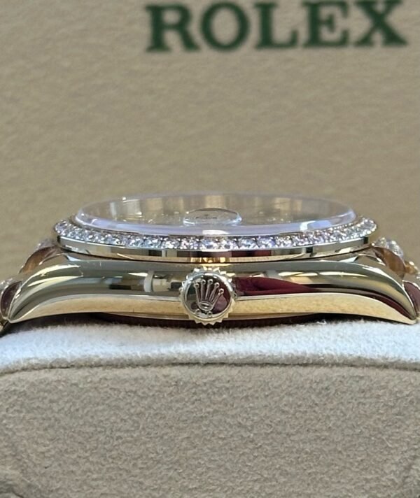 Rolex - Pre-owned Yellow Gold Day-Date 36mm Presidential Pave Rainbow Diamond Dial Diamond Bezel 128348RBR - Image 8