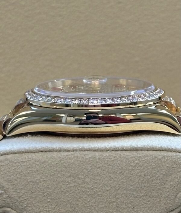 Rolex - Pre-owned Yellow Gold Day-Date 36mm Presidential Pave Rainbow Diamond Dial Diamond Bezel 128348RBR - Image 9