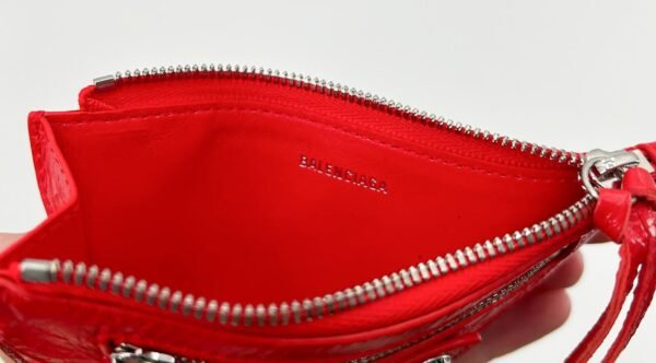 Balenciaga Le Cagole Leather Long Coin Card Holder - Red - Image 3