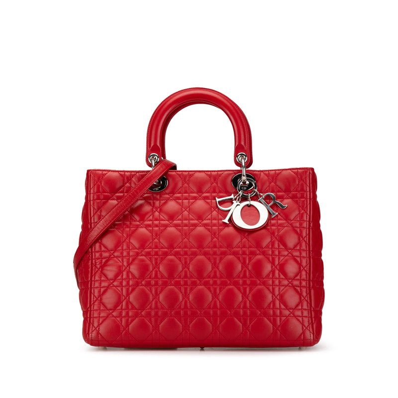Dior Lady Dior Red Lambskin 2WAY Handbag