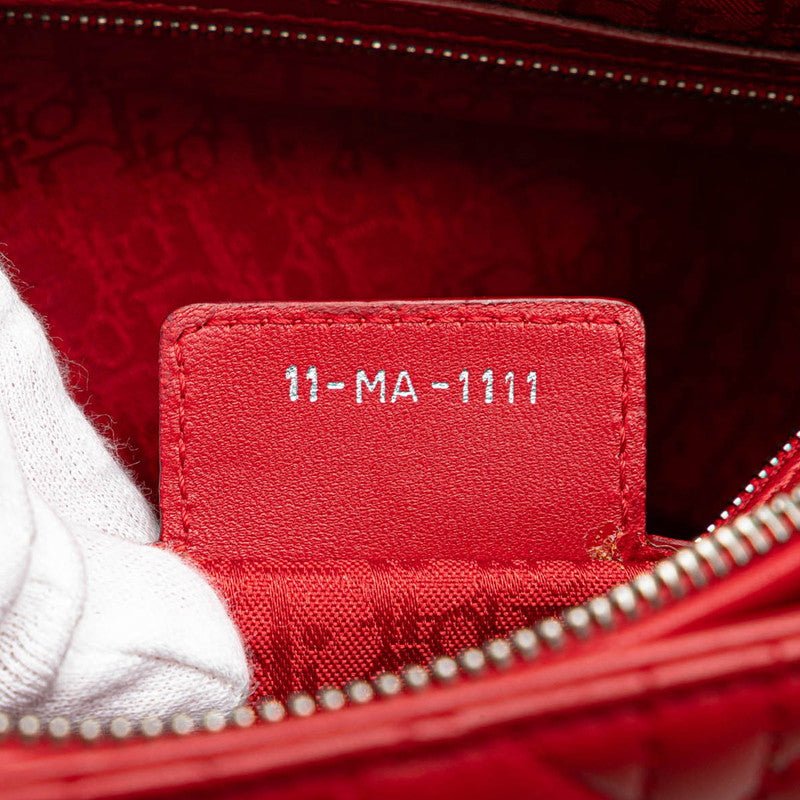 Dior Lady Dior Red Lambskin 2WAY Handbag - Image 6