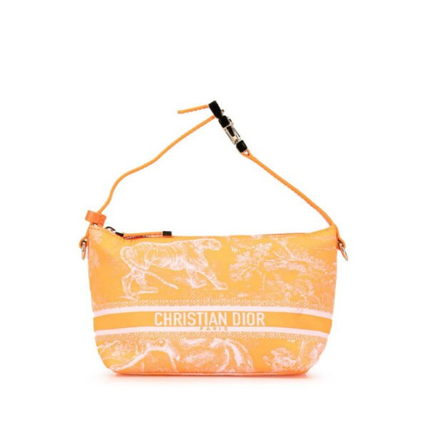 Dior Medium Nomad Pouch Handbag Orange Nylon Leather
