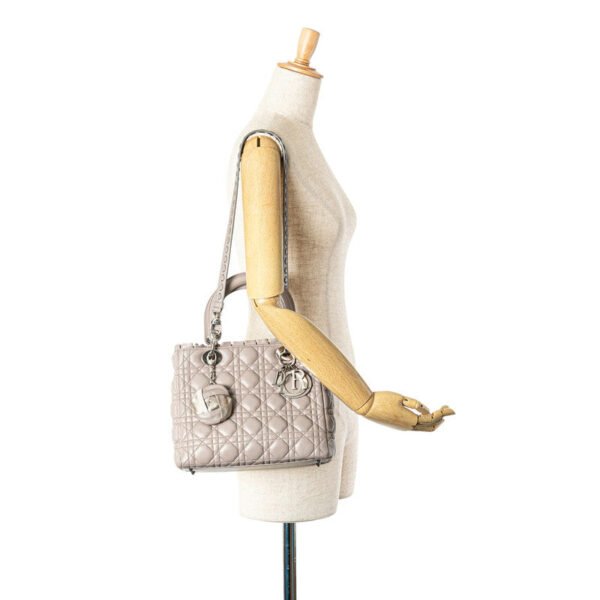 Christian Dior Lady Dior 2WAY Handbag Gray Lambskin - Image 7