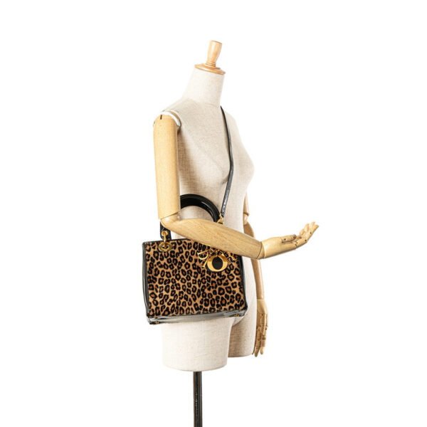 Dior Leopard Lady Dior 2WAY Handbag Brown Beige - Image 10