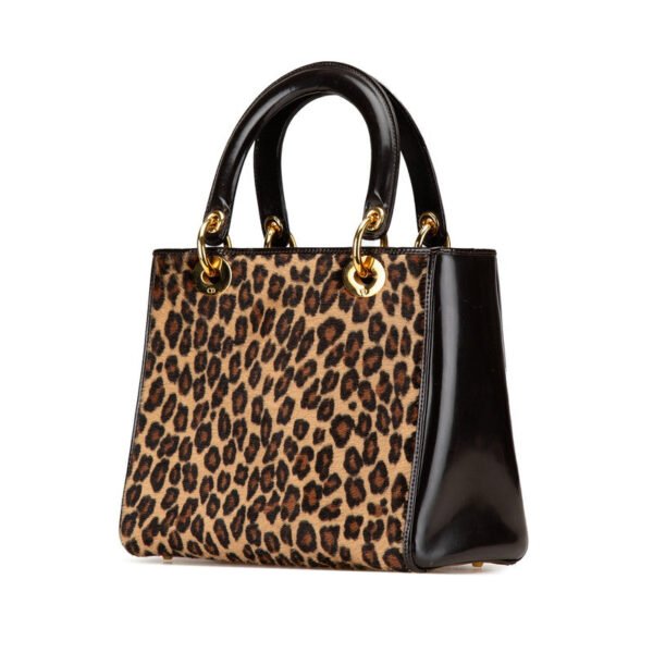 Dior Leopard Lady Dior 2WAY Handbag Brown Beige - Image 2