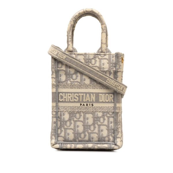 Dior Oblique Book Tote Mini Vertical Bag Cotton Handbag - Image 2